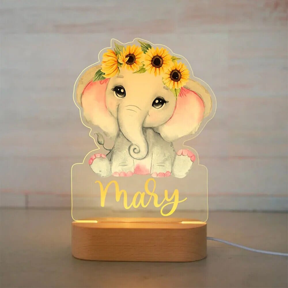 Personalised Baby Animal LED USB Night Light